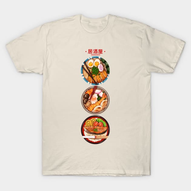 Izakaya Japanese Food Bowls T-Shirt by densukii